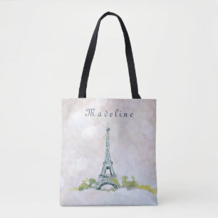 Bolso De Tela Esbozo de tinta de la Torre Eiffel de París sobre
