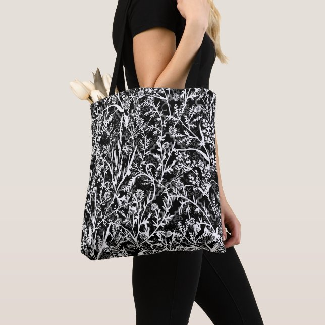 Bolso De Tela Escala de grises de flor floral (Detalle)