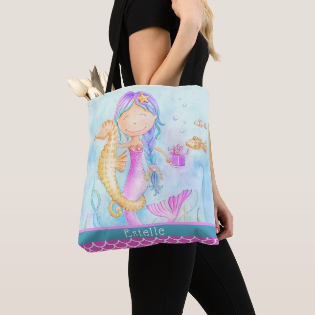 Bolso De Tela Escalas de nombres personalizados de acuarela de c (Detalle)