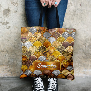 Bolso De Tela Escalas de sirena de chicles de oro elegantes