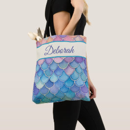 Bolso De Tela Escalas de Sirena Pastel Personalizadas