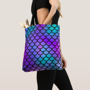 Bolso De Tela Escamas de sirena azules rosa púrpura verde Fantas