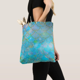 Bolso De Tela Escamas de Sirena con Brillo Azul Iridescente Prec
