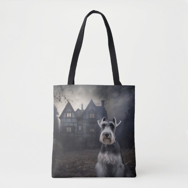 Bolso De Tela Escarnio de Schnauzer Halloween en miniatura (Anverso)
