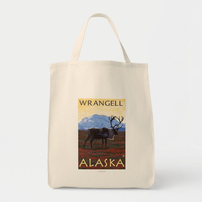 Bolso De Tela Escena Caribou - Wrangell, Alaska (Frente)