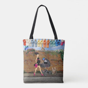Bolso De Tela Escena de Arte Callejero de Lunares