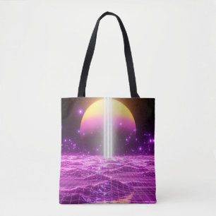 Bolso De Tela Escena de arte pop de ciencia ficción rosa moderno