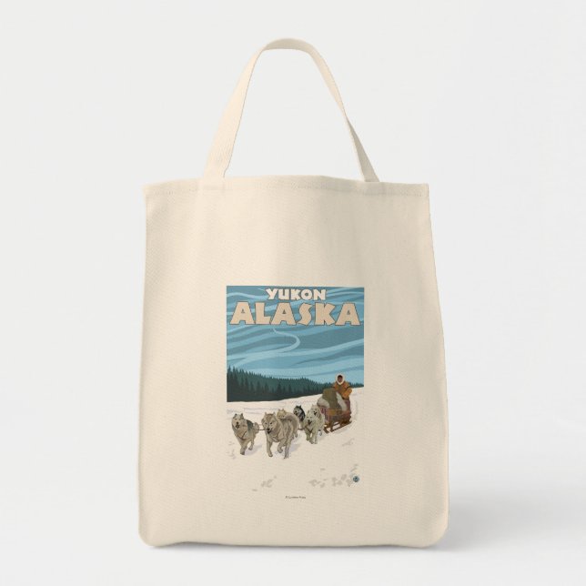 Bolso De Tela Escena de duelo de perro - Yukón, Alaska (Frente)