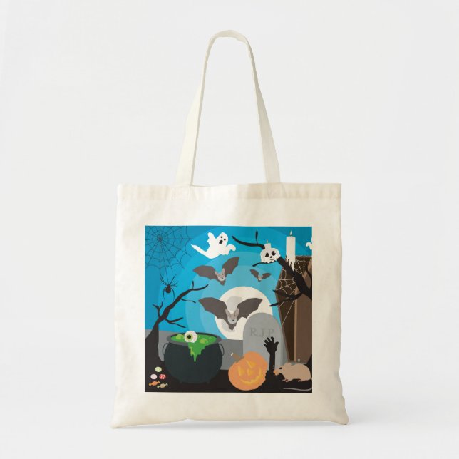 Bolso De Tela Escena de Halloween (Frente)