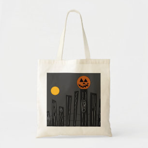 Bolso De Tela Escena de Halloween con calabaza, cuervo y luna