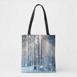 Bolso De Tela Escena De Invierno De Snowy Forest Frosty