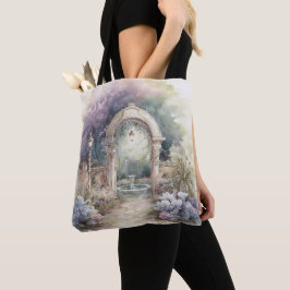 BOLSO DE TELA ESCENA DE JARDÍN TRANQUILO PASTEL WATERCOLOR