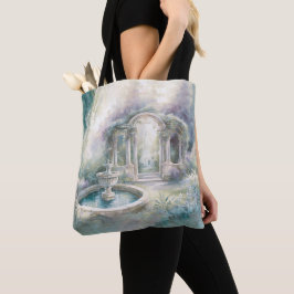 BOLSO DE TELA ESCENA DE JARDÍN TRANQUILO PASTEL WATERCOLOR