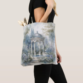 BOLSO DE TELA ESCENA DE JARDÍN TRANQUILO PASTEL WATERCOLOR