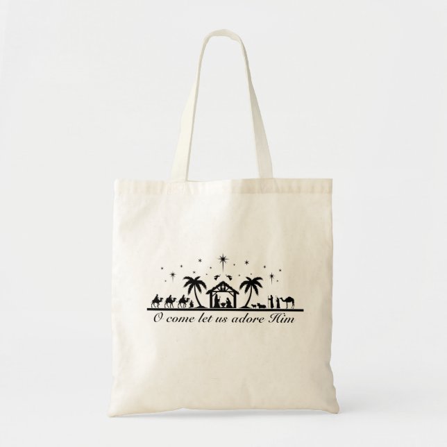 Bolso De Tela Escena de la Natividad de los Navidades de la silu (Frente)