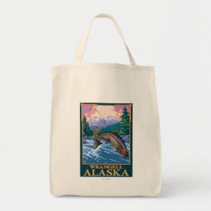 Bolso De Tela Escena de la pesca con mosca - Wrangell, Alaska