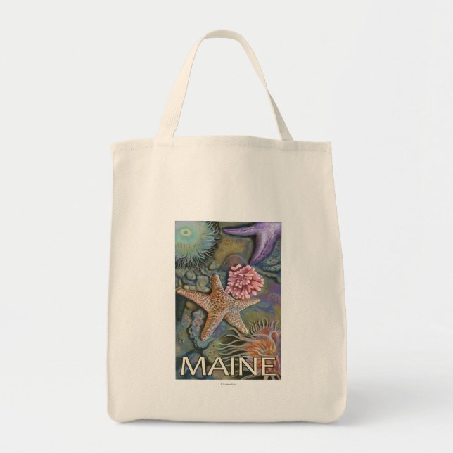 Bolso De Tela Escena de MaineTidepool (Frente)