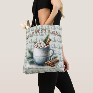 Bolso De Tela Escena de malvavisco de cacao invernal acogedor