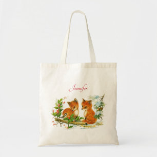 Bolso De Tela Escena de Navidades Retro de zorros de época