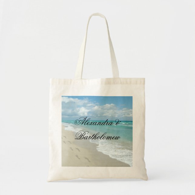 Bolso De Tela Escena de playa tropical personalizada Keepsake (Frente)