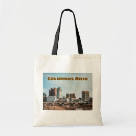 Bolso De Tela Escena del centro de la ciudad de Columbus con nom