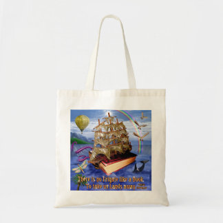 Bolso De Tela Escena del océano de la nave del libro con la cita
