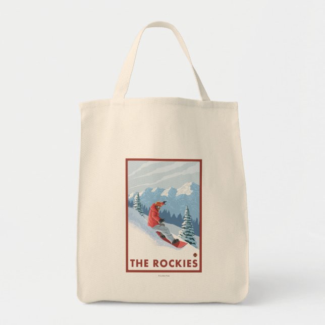 Bolso De Tela Escena Del Snowboard - Las Rockies (Frente)