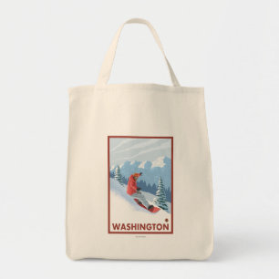 Bolso De Tela Escena del Snowboarder - Washington