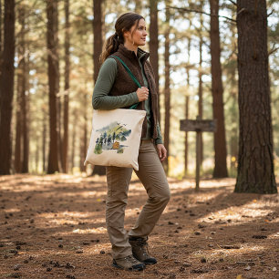 Bolso De Tela Escena forestal en acuarela