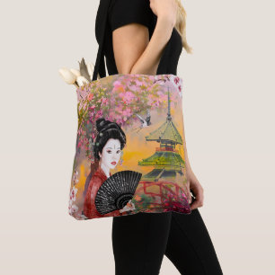 Bolso De Tela Escena japonesa con una mujer