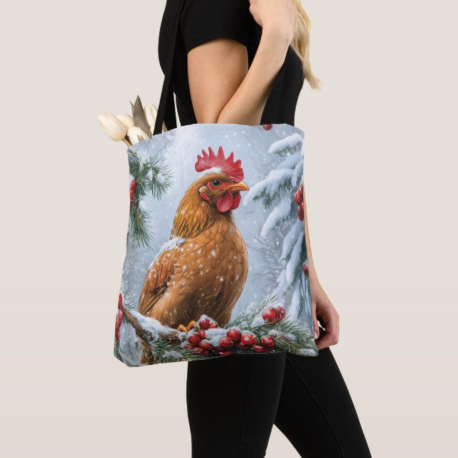 Bolso De Tela Escena nevada con pollo (Detalle)