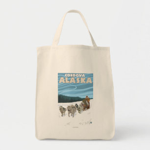 Bolso De Tela Escena Sledding del perro - Cordova, Alaska