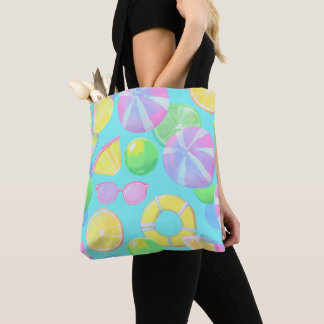 BOLSO DE TELA ESCENA TEMÁTICA DE VERANO Y PLAYA COLORIDA