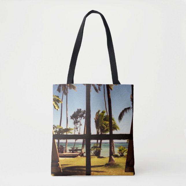 Bolso De Tela Escena tropical de la playa de Fiji Stcnm (Anverso)