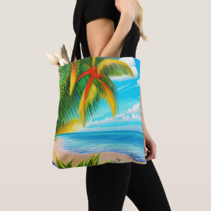 Bolso De Tela Escenario Tropical Beach Palm Tree