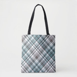 Bolso De Tela Escocés, negro y blanco, tartán, elegante, clásico