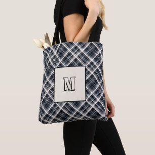 Bolso De Tela Escocés, negro y blanco, tartán, personalizado
