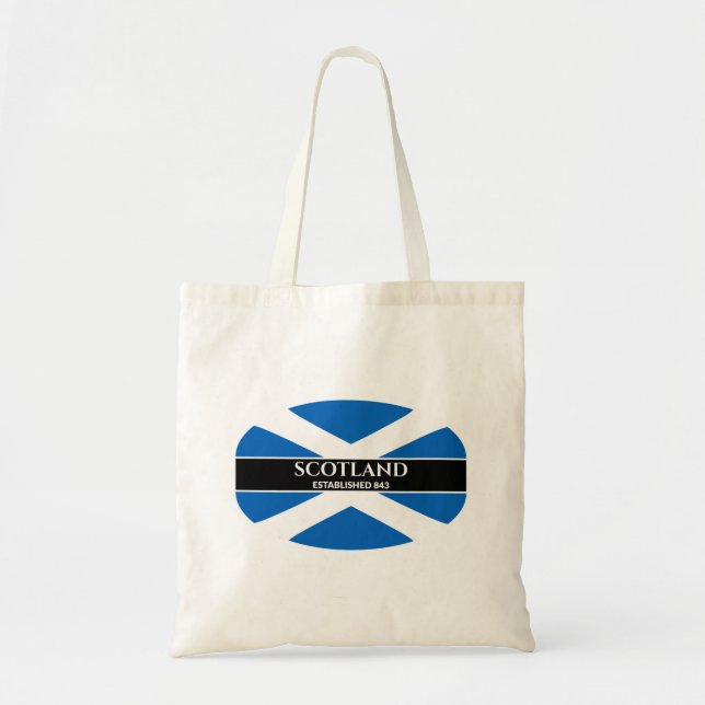 Bolso De Tela Escocia Estableció 843 Blue Saltire White Text (Frente)