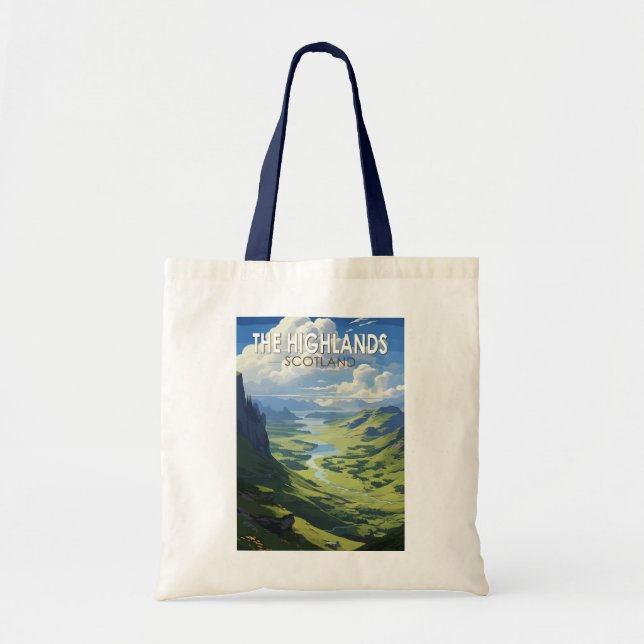 Bolso De Tela Escocia Highlands Escocia Viaje de arte (Frente)