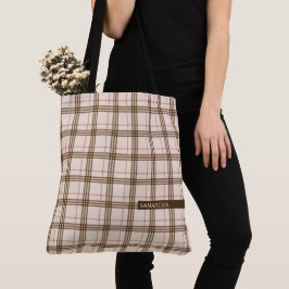 Bolso De Tela Escocia Thompson plaid tartan beige rojo