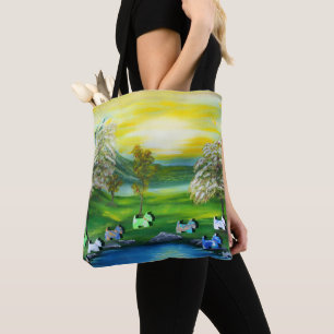 Bolso De Tela Escocia Venus verde en el estanque