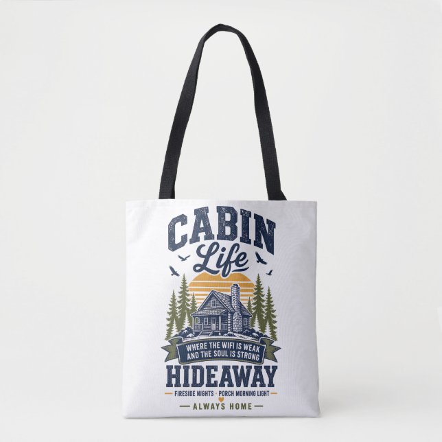 Bolso De Tela Escondite de vida en cabaña  (Anverso)