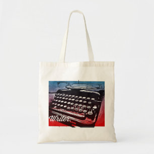 Bolso De Tela Escritora con arte azul del pop rojo