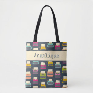 Bolso De Tela Escritores de tipografía de color dulce con patron