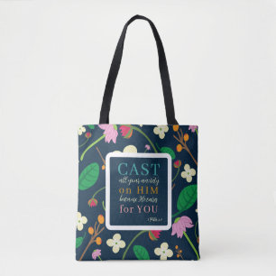 Bolso De Tela Escritura floral 1 Peter 5:7