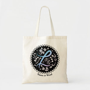 Bolso De Tela Escritura manuscrita alfabética L monograma