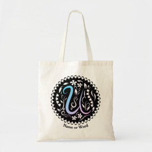 Bolso De Tela Escritura manuscrita de alfabeto U monograma