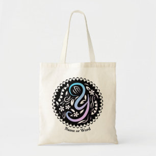Bolso De Tela Escritura manuscrita de alfabeto y monograma