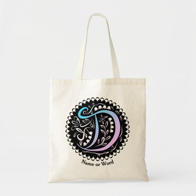 Bolso De Tela Escritura manuscrita en alfabeto D monograma (Frente)