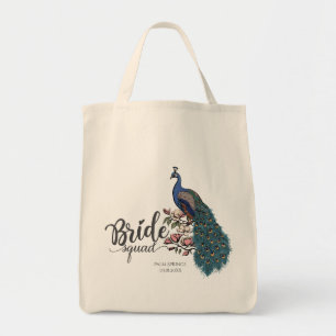 Bolso De Tela Escuadrón de Novia Pavo Real Elegante